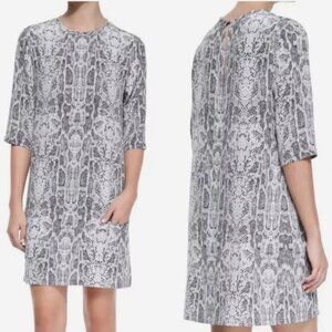 EQUIPMENT FEMME Aubrey Neutral Snake Print Silk Dress S $348